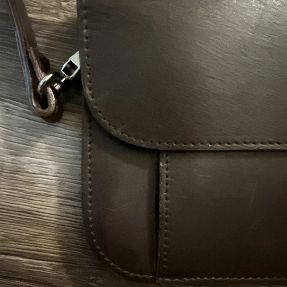 Anonimo Fiorentino Leather Crossbody Bag Brown Tongue And Slot Closure VTG SMALL